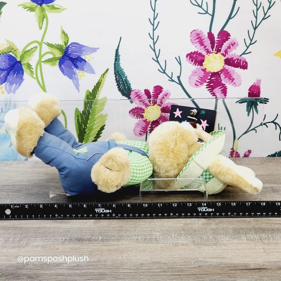 Cuddle Wit Farmer Bunny Rabbit Plush 16" Gingham Plaid Shirt Easter 1992 Bunny - Picture 11 of 12